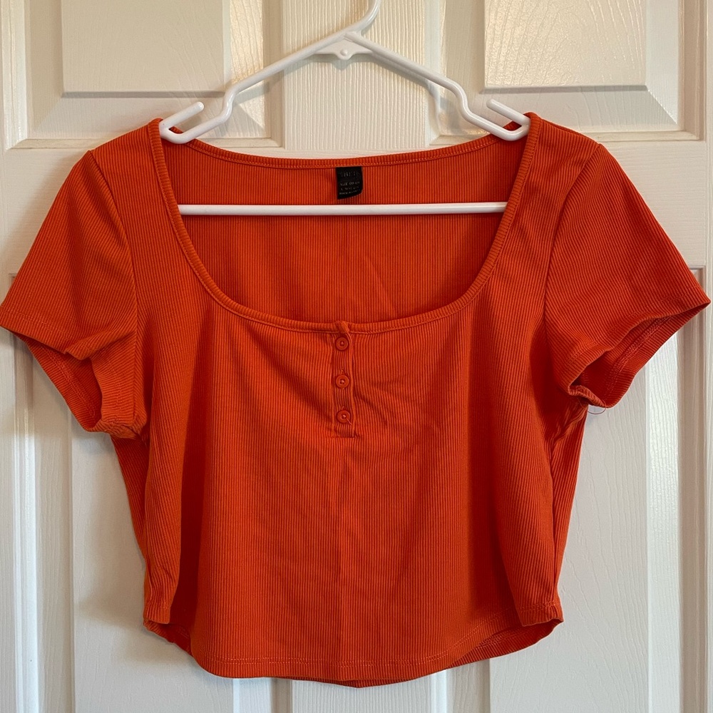 orange crop top - L